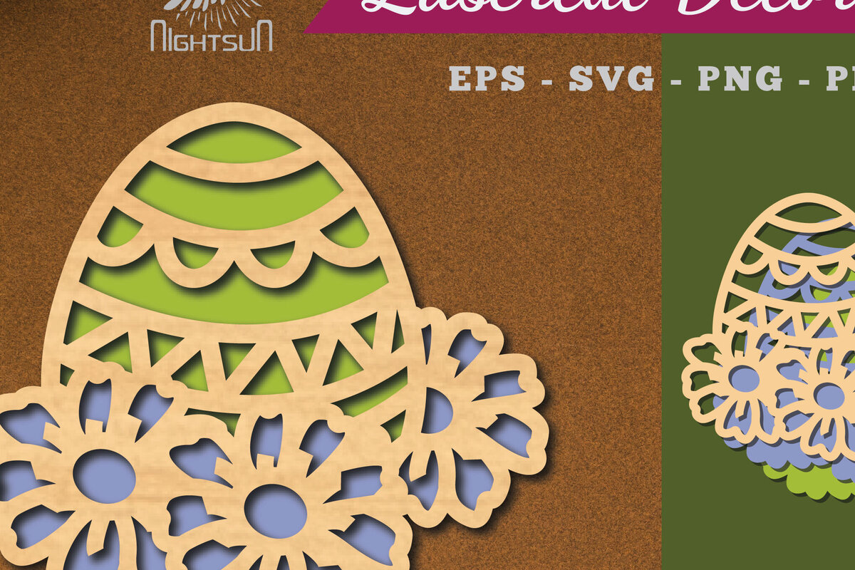 Intra απο ξύλο plywood 3mm-4mm πάχος - Διακόσμηση με κομμένα λέιζερ αυγών λουλουδιών 3 Δίασταση 20x20 cm INTRAFABR-115872157