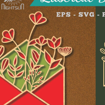 Intra απο ξύλο plywood 3mm-4mm πάχος - Διακόσμηση με κομμένο λέιζερ φάκελος λουλουδιών 1 Δίασταση 20x20 cm INTRAFABR-113390787 - Image 1