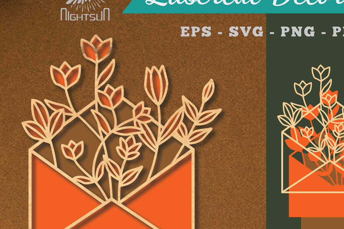 Intra απο ξύλο plywood 3mm-4mm πάχος - Διακόσμηση με κομμένο λέιζερ φακέλων λουλουδιών 2 Δίασταση 20x20 cm INTRAFABR-113390816