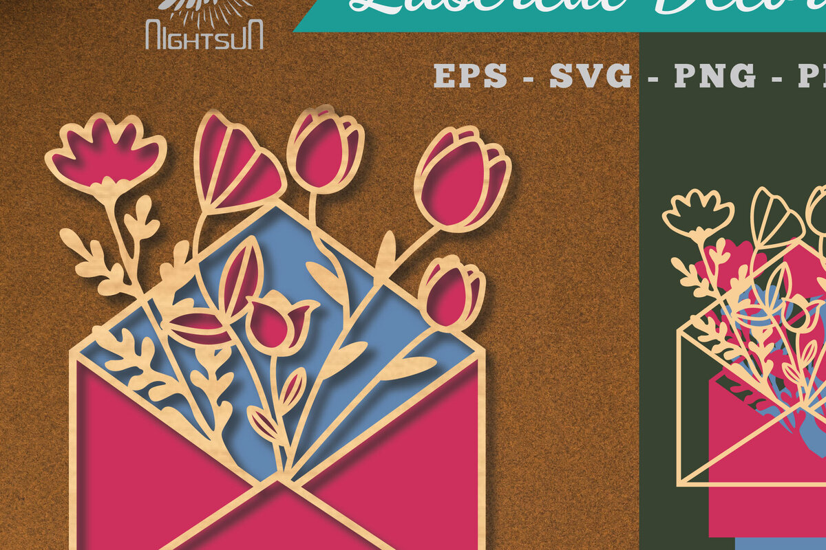 Intra απο ξύλο plywood 3mm-4mm πάχος - Διακόσμηση φακέλου με λέιζερ λουλουδιών 4 Δίασταση 20x20 cm INTRAFABR-113390885