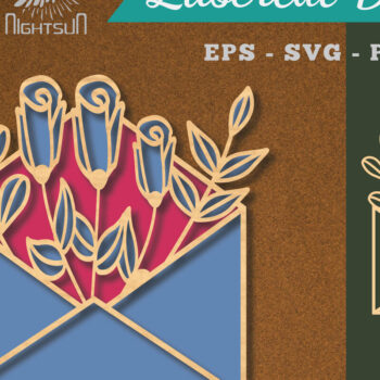 Intra απο ξύλο plywood 3mm-4mm πάχος - Διακόσμηση με κομμένο λέιζερ φακέλων λουλουδιών 5 Δίασταση 20x20 cm INTRAFABR-113390901 - Image 1