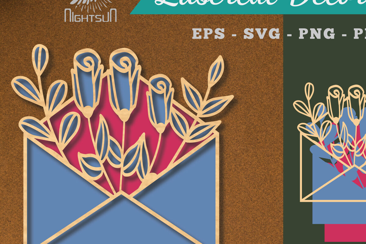 Intra απο ξύλο plywood 3mm-4mm πάχος - Διακόσμηση με κομμένο λέιζερ φακέλων λουλουδιών 5 Δίασταση 20x20 cm INTRAFABR-113390901