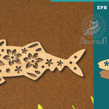 Intra απο ξύλο plywood 3mm-4mm πάχος - Flowers Fish Laser Cut Decoration 2 Δίασταση 20x20 cm INTRAFABR-114528107 - Image 1