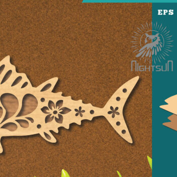 Intra απο ξύλο plywood 3mm-4mm πάχος - Flowers Fish Laser Cut Decoration 3 Δίασταση 20x20 cm INTRAFABR-114528129 - Image 1