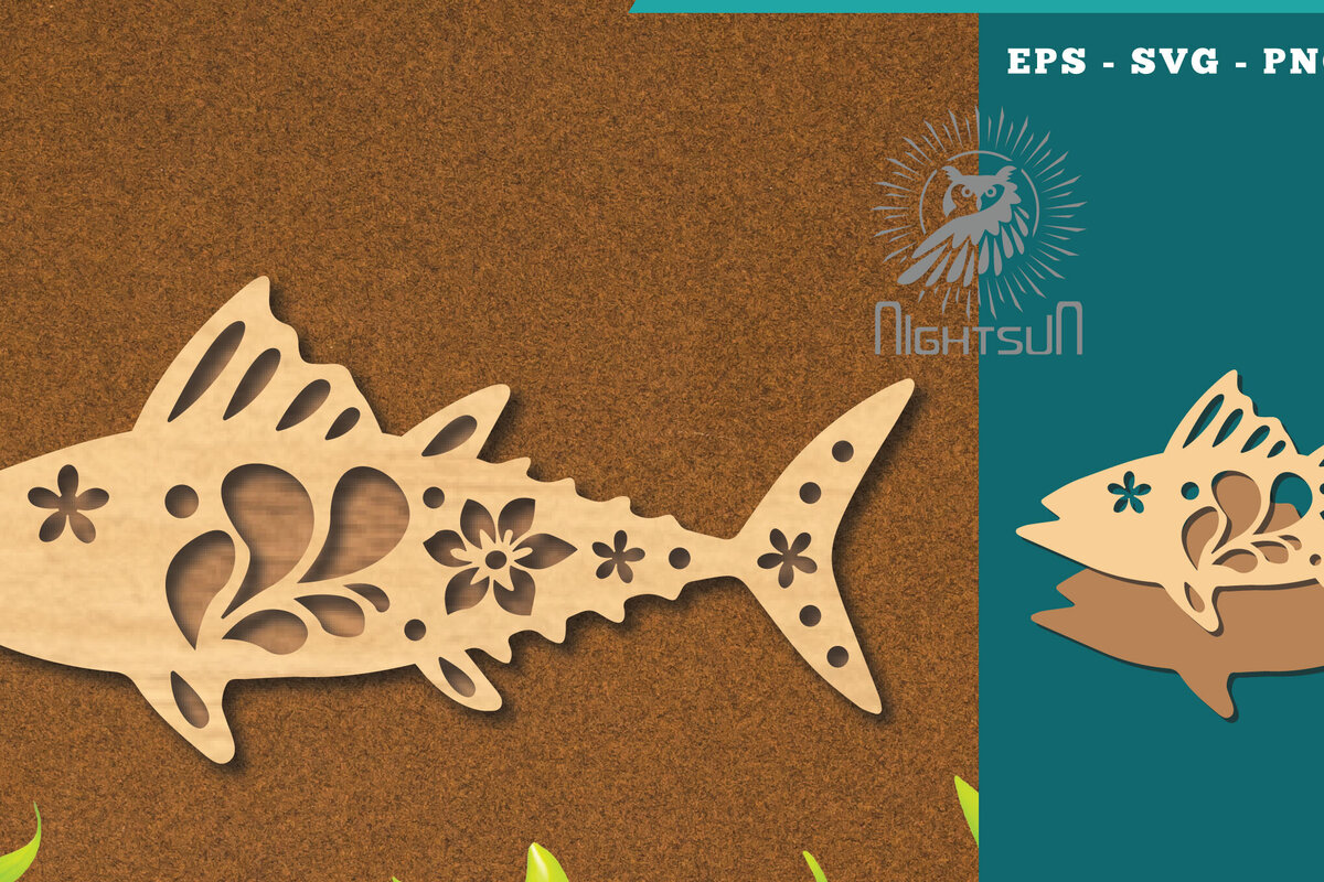Intra απο ξύλο plywood 3mm-4mm πάχος - Flowers Fish Laser Cut Decoration 3 Δίασταση 20x20 cm INTRAFABR-114528129