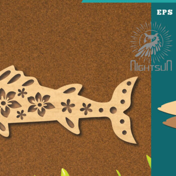 Intra απο ξύλο plywood 3mm-4mm πάχος - Flowers Fish Laser Cut Decoration 4 Δίασταση 20x20 cm INTRAFABR-114528178 - Image 1