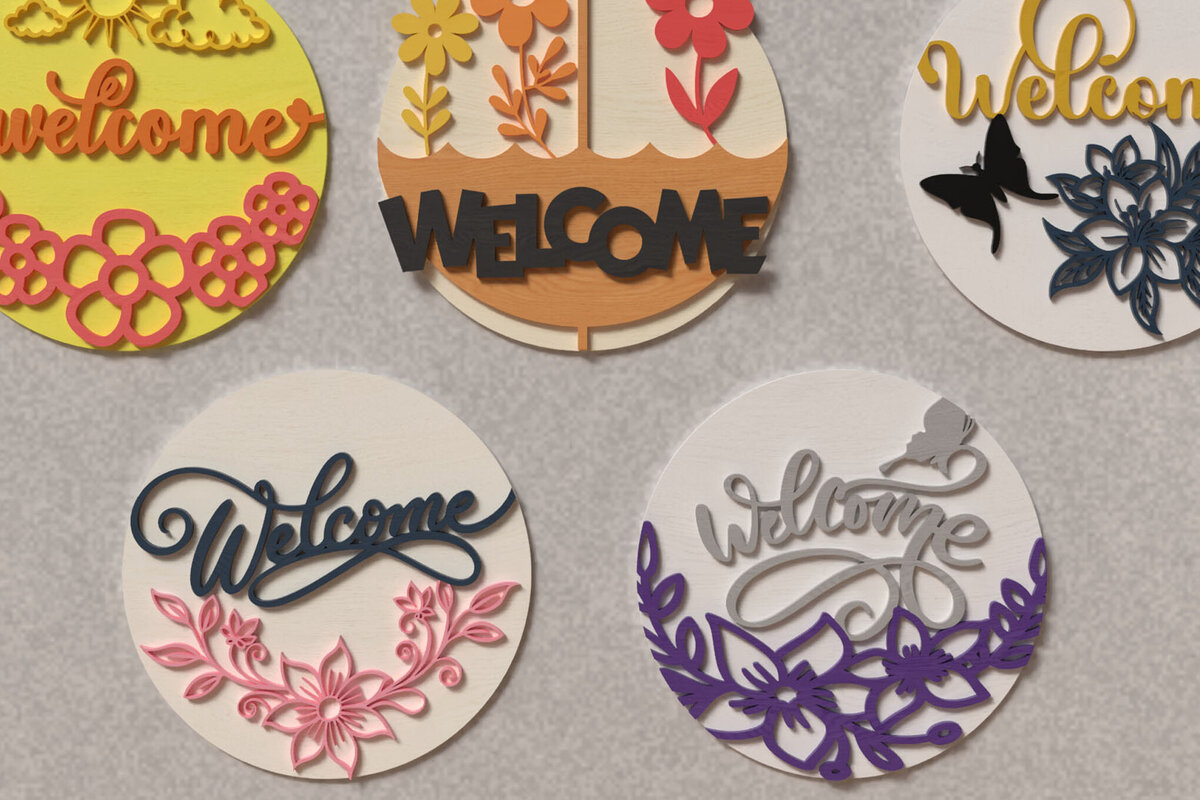 Intra απο ξύλο plywood 3mm-4mm πάχος - Πινακίδα μπροστινής πόρτας λουλουδιών, Δίασταση 20x20 cm INTRAFABR-120204736