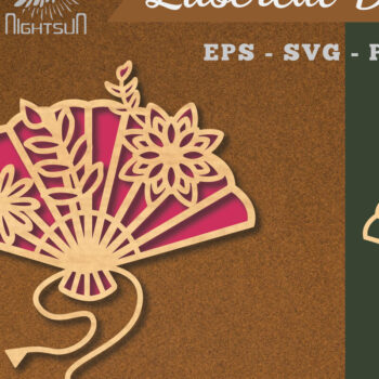 Intra απο ξύλο plywood 3mm-4mm πάχος - Διακόσμηση με κομμένο λέιζερ με ανεμιστήρα χεριών λουλουδιών 2 Δίασταση 20x20 cm INTRAFABR-113391030 - Image 1