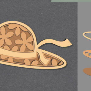 Intra απο ξύλο plywood 3mm-4mm πάχος - Διακόσμηση με λουλούδια καπέλο με λέιζερ  Δίασταση 20x20 cm INTRAFABR-111488502