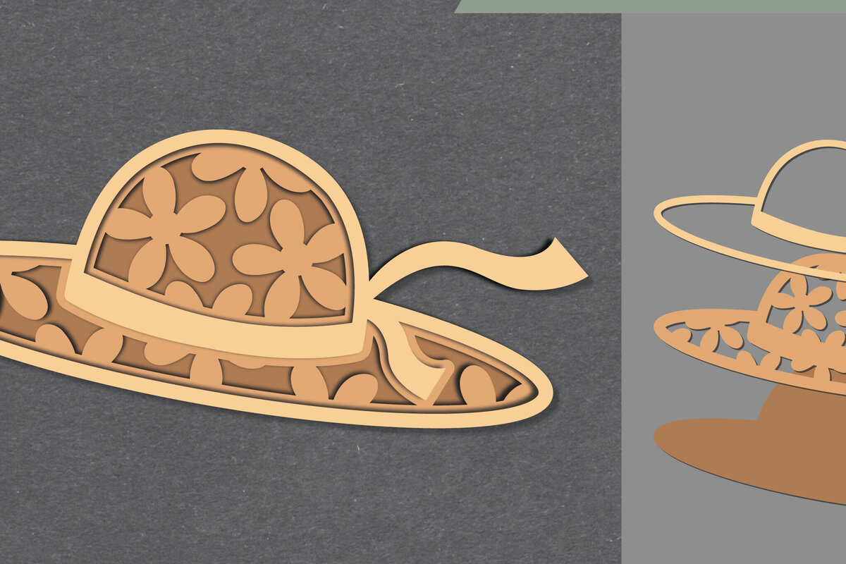 Intra απο ξύλο plywood 3mm-4mm πάχος - Διακόσμηση με λουλούδια καπέλο με λέιζερ  Δίασταση 20x20 cm INTRAFABR-111488502