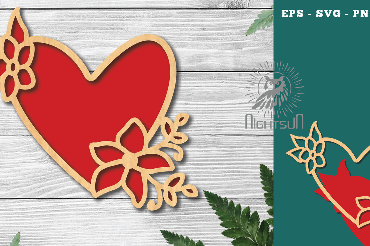 Intra απο ξύλο plywood 3mm-4mm πάχος - Διακόσμηση με κομμένα λέιζερ καρδιών λουλουδιών 1 Δίασταση 20x20 cm INTRAFABR-122852564