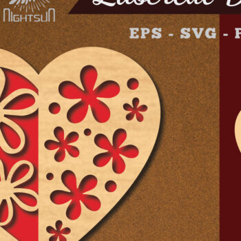 Intra απο ξύλο plywood 3mm-4mm πάχος - Διακόσμηση με κομμένα λέιζερ καρδιών λουλουδιών 1 Δίασταση 20x20 cm INTRAFABR-114138245 - Image 1