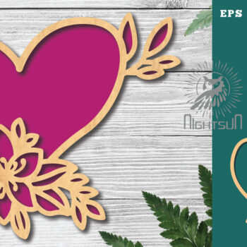 Intra απο ξύλο plywood 3mm-4mm πάχος - Διακόσμηση με κομμένα λέιζερ καρδιών λουλουδιών 2 Δίασταση 20x20 cm INTRAFABR-122852602 - Image 1