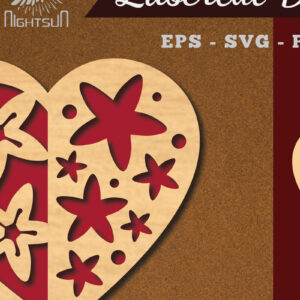 Intra απο ξύλο plywood 3mm-4mm πάχος - Διακόσμηση με κομμένα λέιζερ καρδιών λουλουδιών 2 Δίασταση 20x20 cm INTRAFABR-114138313