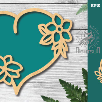 Intra απο ξύλο plywood 3mm-4mm πάχος - Διακόσμηση με κομμένα λέιζερ καρδιών λουλουδιών 3 Δίασταση 20x20 cm INTRAFABR-122852627 - Image 1