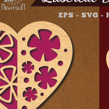 Intra απο ξύλο plywood 3mm-4mm πάχος - Διακόσμηση με κομμένα λέιζερ καρδιών λουλουδιών 3 Δίασταση 20x20 cm INTRAFABR-114138360 - Image 1