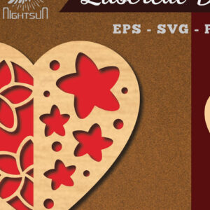 Intra απο ξύλο plywood 3mm-4mm πάχος - Διακόσμηση με κομμένα λέιζερ καρδιών λουλουδιών 4 Δίασταση 20x20 cm INTRAFABR-114138409