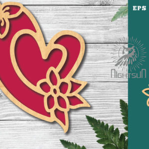 Intra απο ξύλο plywood 3mm-4mm πάχος - Διακόσμηση με κομμένα λέιζερ καρδιών λουλουδιών 5 Δίασταση 20x20 cm INTRAFABR-122852695