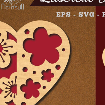 Intra απο ξύλο plywood 3mm-4mm πάχος - Διακόσμηση με κομμένα λέιζερ καρδιών λουλουδιών 5 Δίασταση 20x20 cm INTRAFABR-114138461 - Image 1