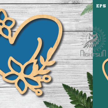 Intra απο ξύλο plywood 3mm-4mm πάχος - Διακόσμηση με κομμένα λέιζερ καρδιών λουλουδιών 6 Δίασταση 20x20 cm INTRAFABR-122852717 - Image 1