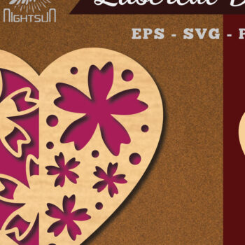 Intra απο ξύλο plywood 3mm-4mm πάχος - Διακόσμηση με κομμένα λέιζερ καρδιών λουλουδιών 6 Δίασταση 20x20 cm INTRAFABR-114138499 - Image 1