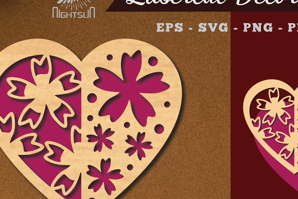 Intra απο ξύλο plywood 3mm-4mm πάχος - Διακόσμηση με κομμένα λέιζερ καρδιών λουλουδιών 6 Δίασταση 20x20 cm INTRAFABR-114138499