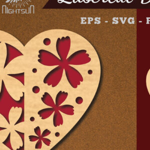 Intra απο ξύλο plywood 3mm-4mm πάχος - Διακόσμηση με κομμένα λέιζερ καρδιών λουλουδιών 8 Δίασταση 20x20 cm INTRAFABR-114138621