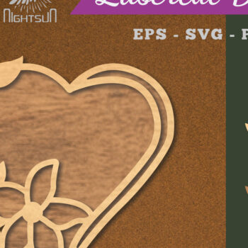 Intra απο ξύλο plywood 3mm-4mm πάχος - Flowers Heart Laser Cut Decoration 1 Δίασταση 20x20 cm INTRAFABR-112908945 - Image 1