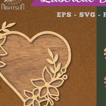 Intra απο ξύλο plywood 3mm-4mm πάχος - Flowers Heart Laser Cut Decoration 3 Δίασταση 20x20 cm INTRAFABR-112909086 - Image 1