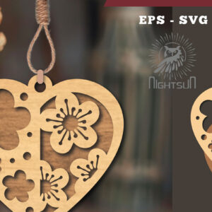 Intra απο ξύλο plywood 3mm-4mm πάχος - Στολίδι με κομμένα λέιζερ καρδιών λουλουδιών 4 Δίασταση 6x6 cm INTRAFABR-114305783