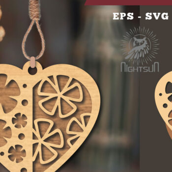 Intra απο ξύλο plywood 3mm-4mm πάχος - Στολίδι με κομμένα λέιζερ καρδιών λουλουδιών 6 Δίασταση 6x6 cm INTRAFABR-114305833 - Image 1