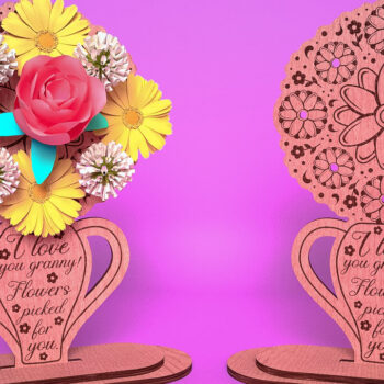 Intra απο ξύλο plywood 3mm-4mm πάχος - Θήκη λουλουδιών Grandmother Cut Laser Δίασταση 30x20 cm INTRAFABR-67625680 - Image 1