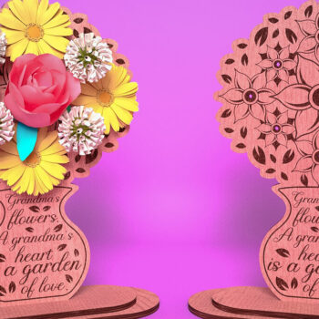 Intra απο ξύλο plywood 3mm-4mm πάχος - Θήκη λουλουδιών Grandmother Cut Laser Δίασταση 30x20 cm INTRAFABR-67625459 - Image 2