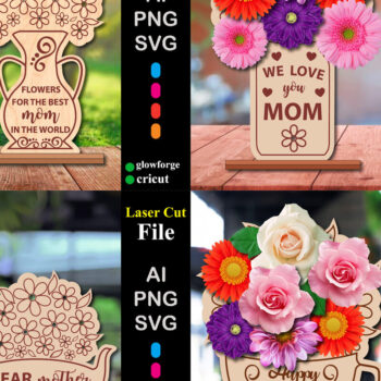 Intra απο ξύλο plywood 3mm-4mm πάχος - Πακέτο λουλουδιών για τη γιορτή της μητέρας Δίασταση 20x20 cm INTRAFABR-69219959 - Image 1