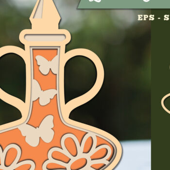 Intra απο ξύλο plywood 3mm-4mm πάχος - Λουλούδια σε μπουκάλι 3D Lasercut 6 Δίασταση 20x20 cm INTRAFABR-111526683 - Image 1