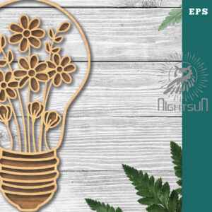 Intra απο ξύλο plywood 3mm-4mm πάχος - Λουλούδια σε λάμπα διακόσμηση κομμένη με λέιζερ 1 Δίασταση 20x20 cm INTRAFABR-115873334