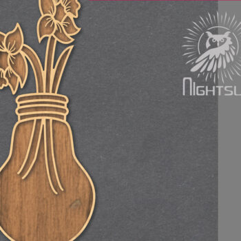 Intra απο ξύλο plywood 3mm-4mm πάχος - Λουλούδια σε λάμπα κομμένη διακόσμηση λέιζερ 2 Δίασταση 20x20 cm INTRAFABR-121844140 - Image 1