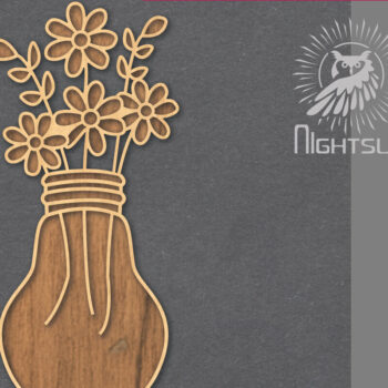 Intra απο ξύλο plywood 3mm-4mm πάχος - Λουλούδια σε λάμπα κομμένη διακόσμηση λέιζερ 3 Δίασταση 20x20 cm INTRAFABR-121844238 - Image 1