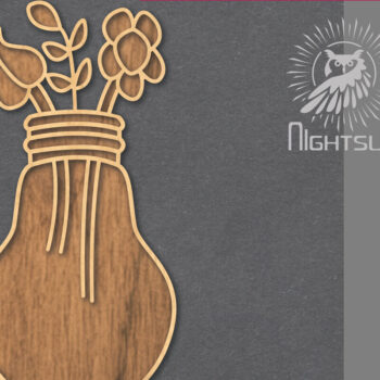 Intra απο ξύλο plywood 3mm-4mm πάχος - Λουλούδια σε λάμπα κομμένη διακόσμηση λέιζερ 4 Δίασταση 20x20 cm INTRAFABR-121844313 - Image 1