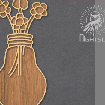 Intra απο ξύλο plywood 3mm-4mm πάχος - Λουλούδια σε λάμπα κομμένη διακόσμηση λέιζερ 6 Δίασταση 20x20 cm INTRAFABR-121844449 - Image 1