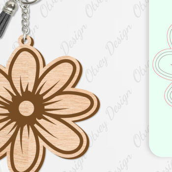 Intra απο ξύλο plywood 3mm-4mm πάχος - Μπρελόκ Λουλούδια Κόψιμο με Λέιζερ Δίασταση 4x4 cm INTRAFABR-104123490 - Image 3