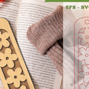 Intra απο ξύλο plywood 3mm-4mm πάχος - Flowers Cut Laser Bookmark 10 Δίασταση 5x20 cm INTRAFABR-113108118 - Image 1