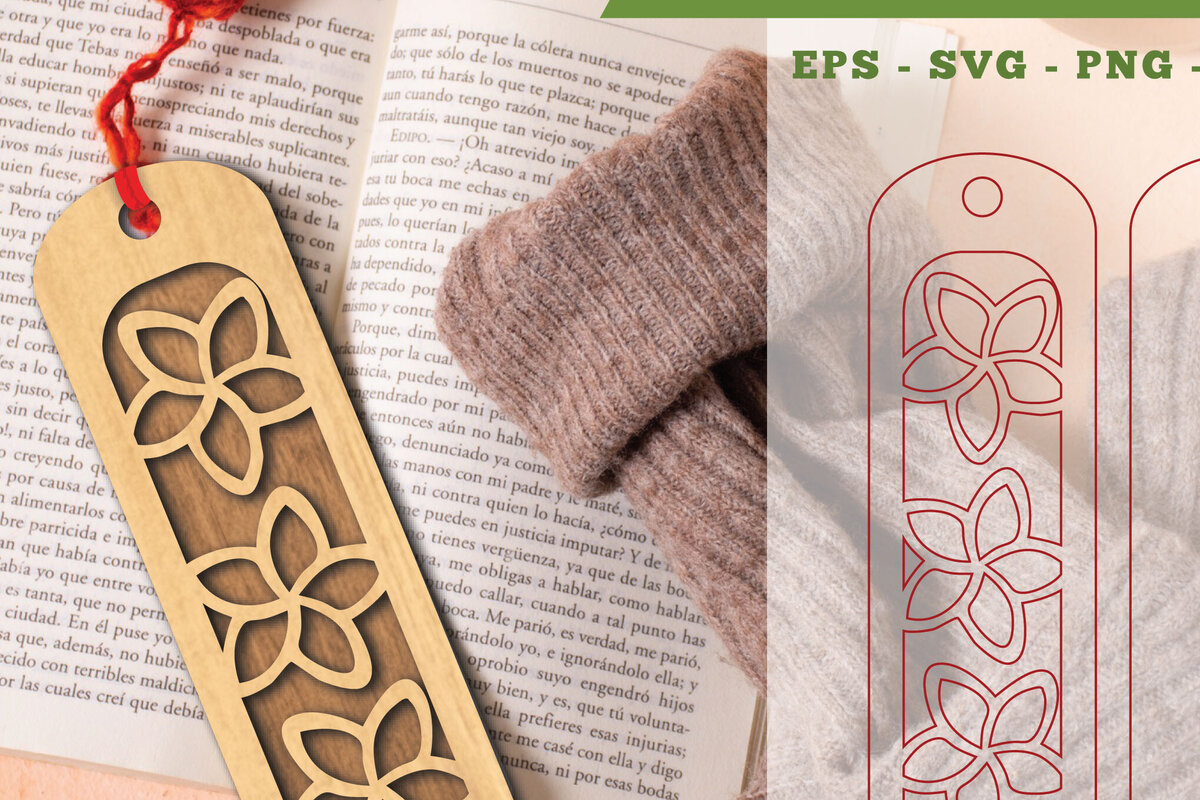 Intra απο ξύλο plywood 3mm-4mm πάχος - Σελιδοδείκτης κοπής λουλουδιών με λέιζερ 6 Δίασταση 5x20 cm INTRAFABR-113107875