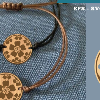 Intra απο ξύλο plywood 3mm-4mm πάχος - Βραχιόλι Flowers Cut Laser 15 Δίασταση 4x4 cm INTRAFABR-112010342 - Image 1