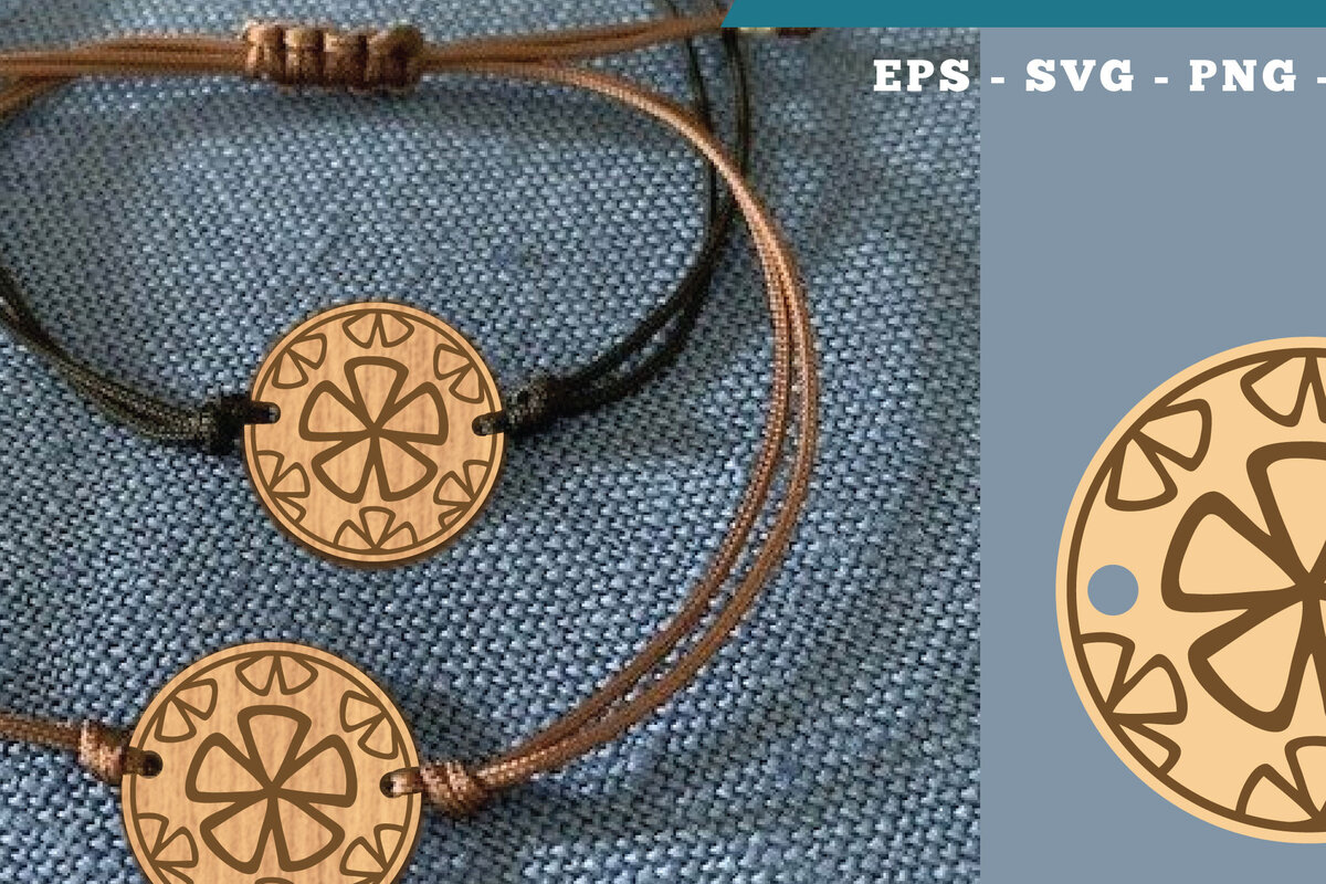 Intra απο ξύλο plywood 3mm-4mm πάχος - Βραχιόλι Flowers Cut Laser  16 Δίασταση 4x4 cm INTRAFABR-112010389