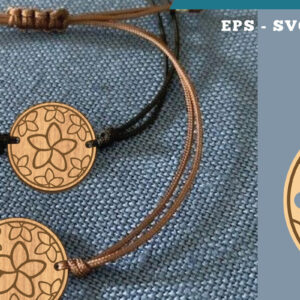 Intra απο ξύλο plywood 3mm-4mm πάχος - Βραχιόλι Flowers Cut Laser  18 Δίασταση 4x4 cm INTRAFABR-112010443