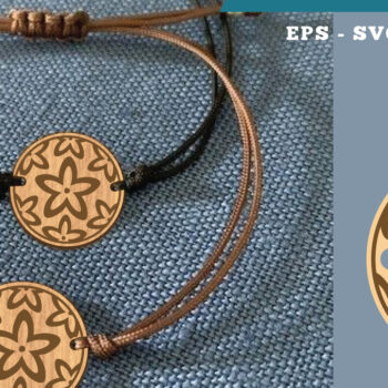 Intra απο ξύλο plywood 3mm-4mm πάχος - Βραχιόλι Flowers Cut Laser 22 Δίασταση 4x4 cm INTRAFABR-112011126 - Image 1