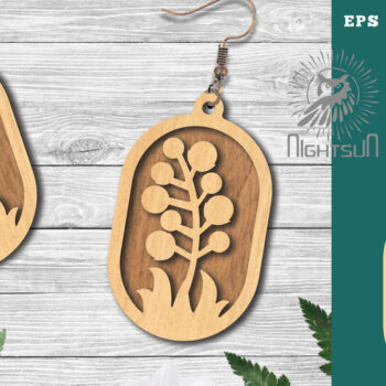 Intra απο ξύλο plywood 3mm-4mm πάχος - Σκουλαρίκια κομμένα με λέιζερ Flowers 10 Δίασταση 3x3 cm INTRAFABR-123581564 - Image 1