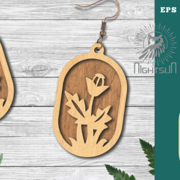 Intra απο ξύλο plywood 3mm-4mm πάχος - Σκουλαρίκια Flowers Cut Laser 12 Δίασταση 3x3 cm INTRAFABR-123581900 - Image 1