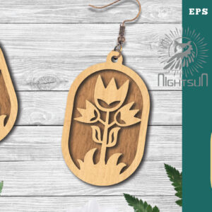 Intra απο ξύλο plywood 3mm-4mm πάχος - Σκουλαρίκια κομμένα με λέιζερ Flowers 2 Δίασταση 3x3 cm INTRAFABR-123580925